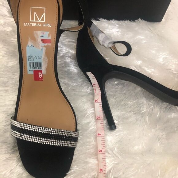 Material Girl Blaire Fabric Open Toe Black heels 9 - Picture 3 of 4